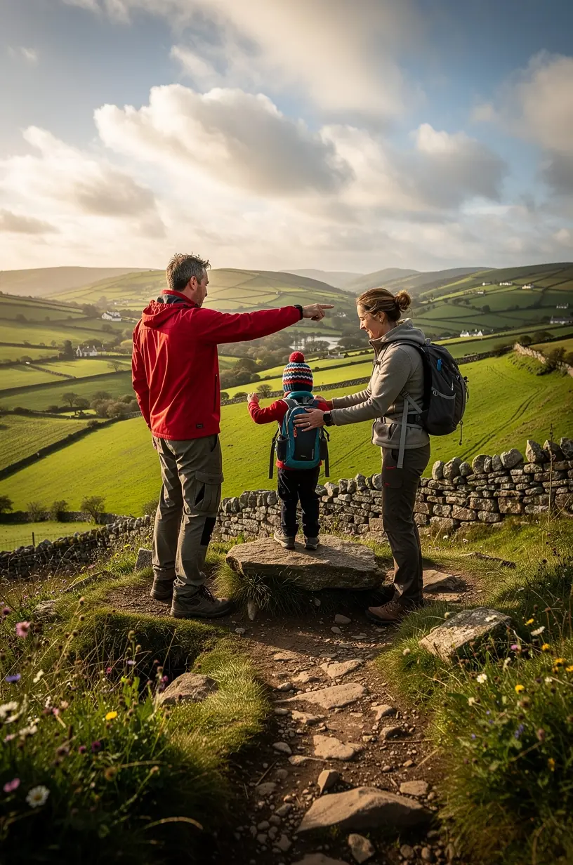Mindful traveler enjoying a serene European landscape.